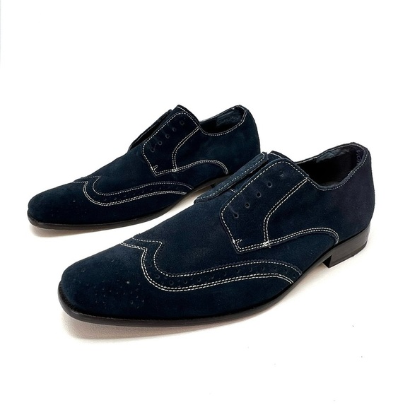 Vionic 45 Harrison Blue Suede Shoes Men’s Size 12 Derby Wingtips Brogue Navy main image 3